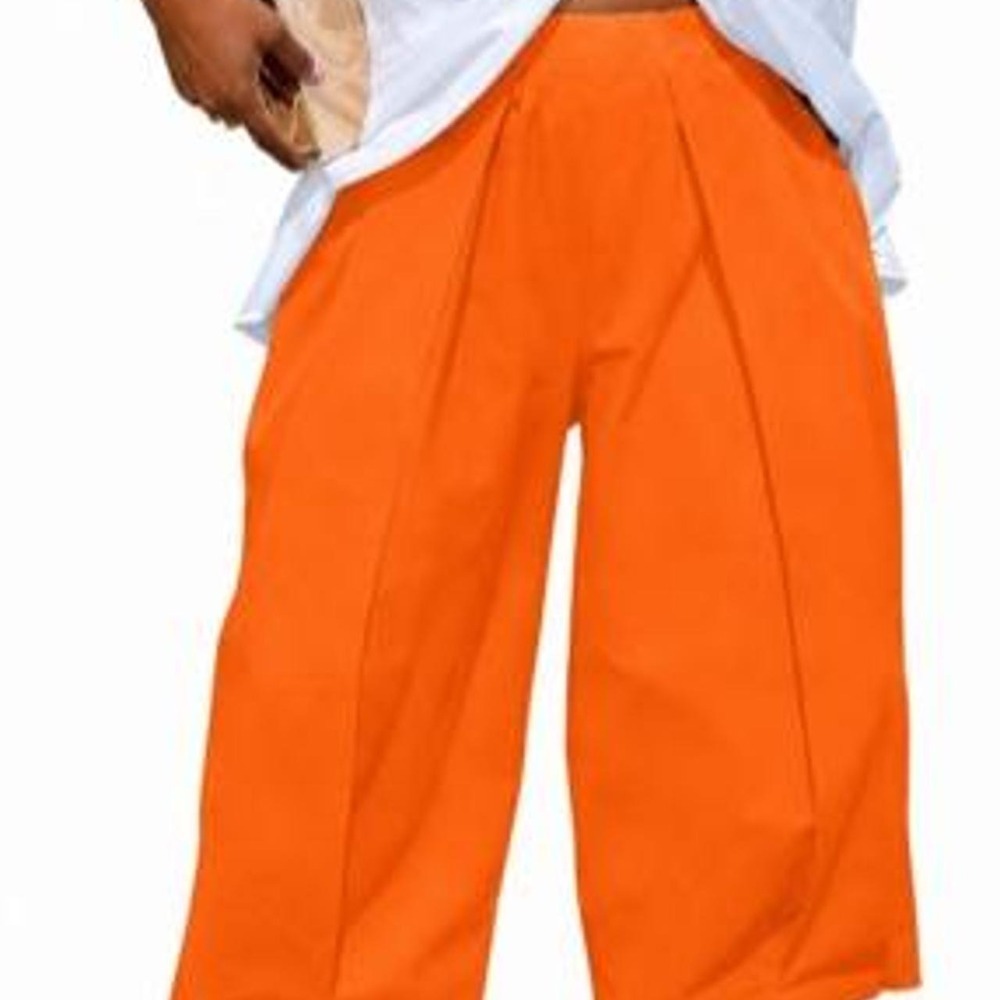 UOOZEE Women's Loose Wide Leg Pleated Pants with Elastic Waist and Pockets